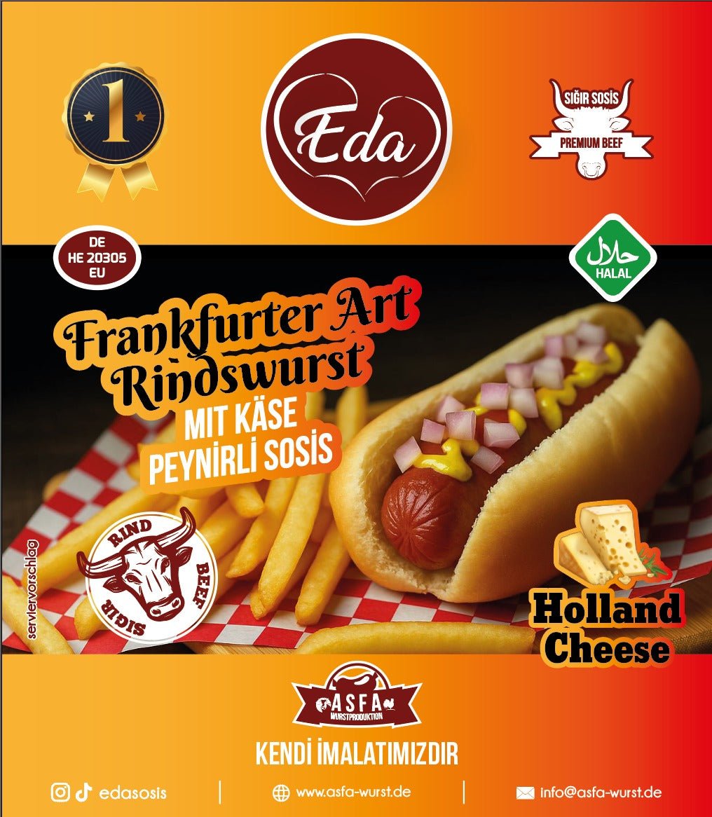 Halal Käsewurst – 400g | Rindwurst mit schmelzendem Hollandkäse & feiner Würzung