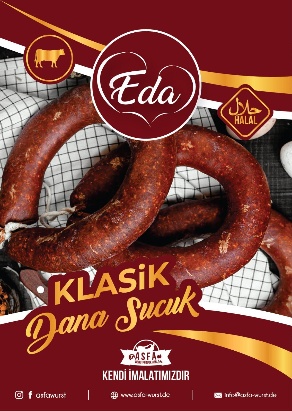 Halal Sucuk Rind – 500g Ring | Luftgetrocknete Knoblauchwurst nach traditioneller Art